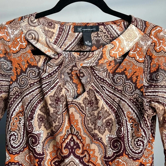 INC International Concepts Bohemain Shirt | Mesh | Paisley | Boho | Bohemian - Picture 2 of 10